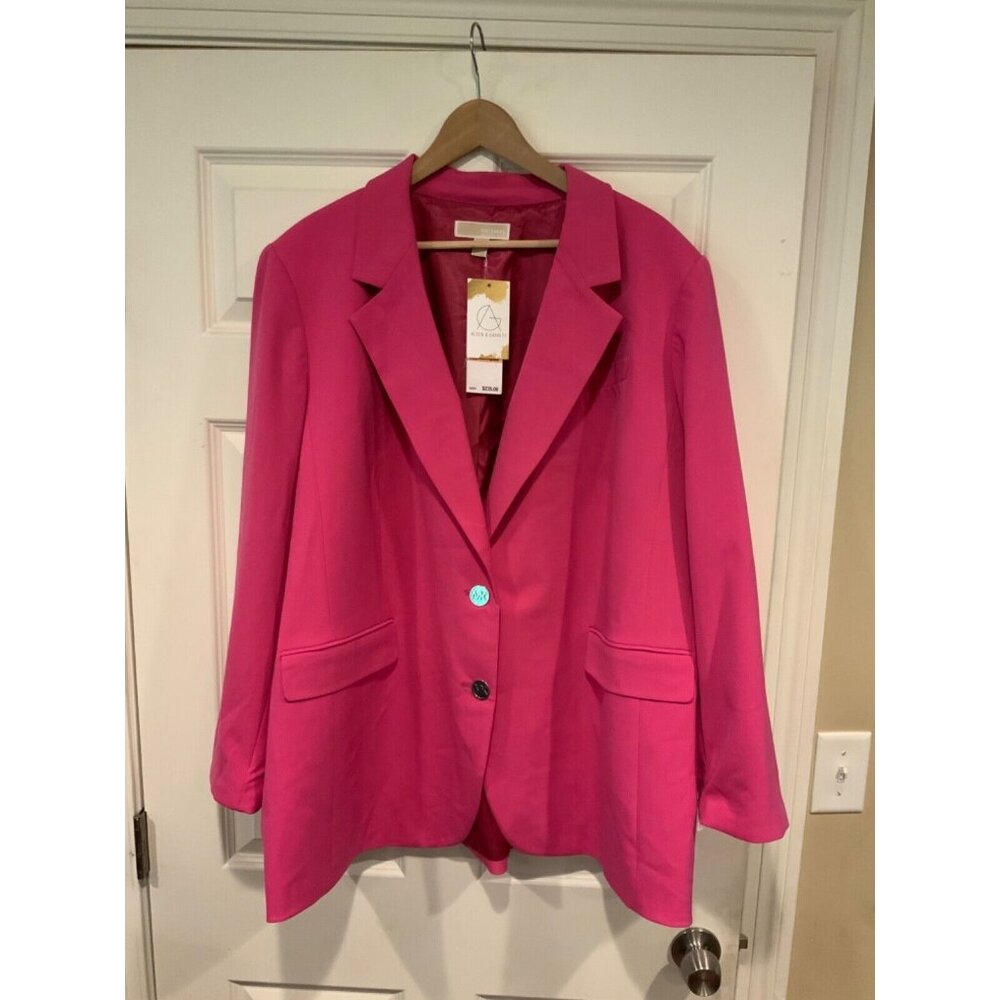 Michael Kors Pink Double Button-Up Blazer W/ Pockets, Size 24 W (Plus), NWT!